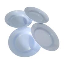 Conjunto de Prato Fundo 600ml em Plástico Azul - 4 peças