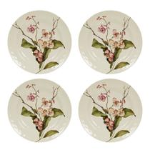 Conjunto De Pratos 22cm Floral Melamina Plástico Resistente Conjunto De Pratos 22cm Floral Melamina Plástico Resistente