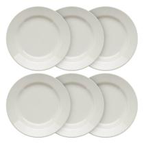 Conjunto de Pratos Brancos de Porcelana Rasos Biona 24cm 6 peças