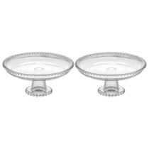 Conjunto De Pratos Com Pé Para Bolos Docinhos Em Cristal Detalhe Pearl Conjunto De Pratos Com Pé Para Bolos Docinhos Em Cristal Detalhe Pearl