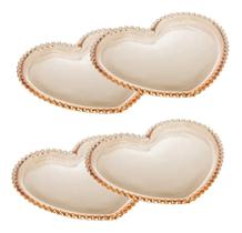 Conjunto De Pratos Cristal PEARL WOLFF 4 PCS Coração Âmbar