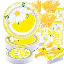 Conjunto de pratos de flores PAMMYAN Yellow Daisy, 152 unidades