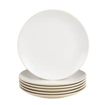Conjunto de pratos de jantar: 6, 10,5", dois tons, coupe, castanho/branco