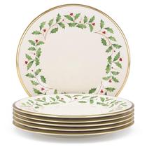 Conjunto de pratos de jantar de porcelana Lenox Holiday de 6, 27 cm