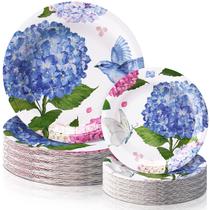 Conjunto de pratos de papel Funnymoom Hydrangea 48 unidades 23 cm 18 cm de diâmetro