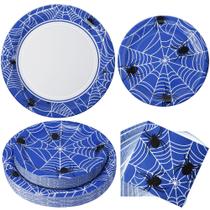 Conjunto de pratos de papel Watch Me Fly Spider Web, pratos de 23 cm e 18 cm