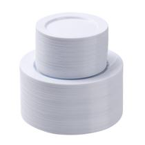 Conjunto de pratos de plástico BESTSTAR 200PCS branco para festas, casamentos