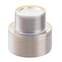 Conjunto de pratos de plástico BESTSTAR Clear Gold 200 unidades para festa