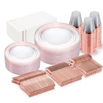 Conjunto de pratos de plástico descartáveis GATHER Rose Gold 350 unidades