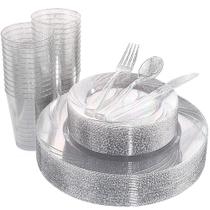 Conjunto de pratos de plástico descartáveis WDF Winter Wonderland 150 unidades