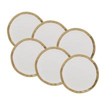Conjunto de Pratos de Sobremesa 06 Peças Dubai Branco e Dourado 22cm Wolff Conjunto de Pratos de Sobremesa 06 Peças Dubai Branco e Dourado 22cm Wolff
