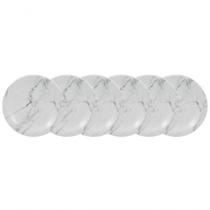 Conjunto De Pratos De Sobremesa 06 Peças Mármore Cinza