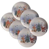 Conjunto de Pratos de Sobremesa 06 Peças Natal Magia Glacial Porto Brasil Conjunto de Pratos de Sobremesa 06 Peças Natal Magia Glacial Porto Brasil
