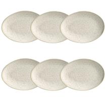 Conjunto de Pratos de Sobremesa Oval 06 Peças Orgânico Vanilla Porto Brasil