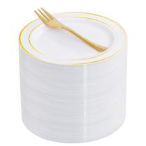 Conjunto de pratos de sobremesa WELLIFE Gold Plastic 60 unidades com 60 garfos
