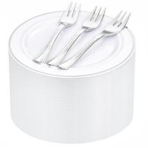 Conjunto de pratos de sobremesa WELLIFE Silver Plastic 240 unidades com garfos