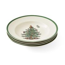 Conjunto de pratos de sopa de árvore de Natal de 4 lados, grés de 23 cm