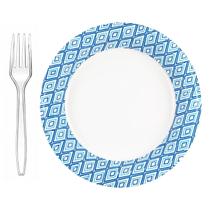 Conjunto de Pratos Descartáveis Charmount 150 Unidades 21,5 cm com Garfos Plásticos Transparentes