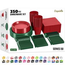 Conjunto de pratos descartáveis de Natal, 350 unidades para festa Conjunto de pratos descartáveis de Natal, 350 unidades para festa