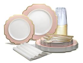 Conjunto de pratos descartáveis OCCASIONS 200 peças para 25 convidados Conjunto de pratos descartáveis OCCASIONS 200 peças para 25 convidados