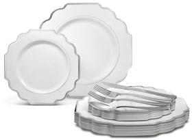 Conjunto de pratos descartáveis para ocasiões de 150 peças para 25 convidados Conjunto de pratos descartáveis para ocasiões de 150 peças para 25 convidados