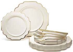 Conjunto de pratos descartáveis para ocasiões de 150 peças para 25 convidados Conjunto de pratos descartáveis para ocasiões de 150 peças para 25 convidados