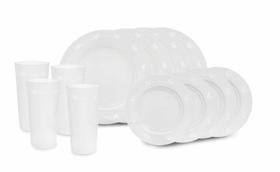 Conjunto de Pratos e Copos com 12pçs Disney Home Branco