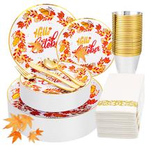 Conjunto de pratos e guardanapos de Ação de Graças, 210 unidades Hello Autumn