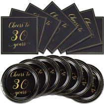 Conjunto de pratos e guardanapos de sobremesa, felicitações aos 30 anos, 40 unidades