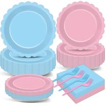 Conjunto de pratos e guardanapos Gender Reveal, 200 unidades para 50 convidados Conjunto de pratos e guardanapos Gender Reveal, 200 unidades para 50 convidados