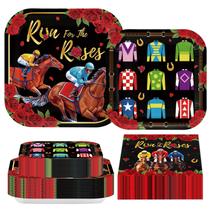 Conjunto de pratos e guardanapos para festa Greencian Derby 200 peças