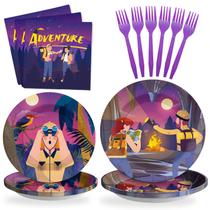 Conjunto de pratos e guardanapos SCIONE Adventure para festas