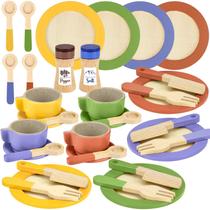 Conjunto de pratos e pratos Play Beberolen Wooden para crianças de 1 a 3 anos Conjunto de pratos e pratos Play Beberolen Wooden para crianças de 1 a 3 anos