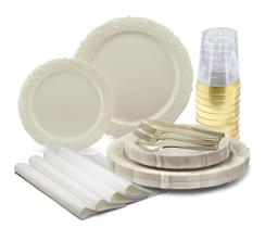 Conjunto de pratos e talheres de plástico descartáveis, 200 unidades - OCCASIONS