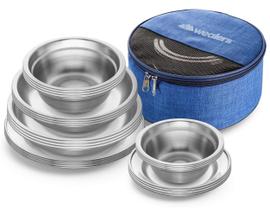 Conjunto de pratos e tigelas de aço inoxidável Mess Kit Wealers de 24 peças