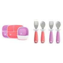 Conjunto de pratos e tigelas para crianças e conjunto de garfos e colheres para crianças Munchkin Conjunto de pratos e tigelas para crianças e conjunto de garfos e colheres para crianças Munchkin