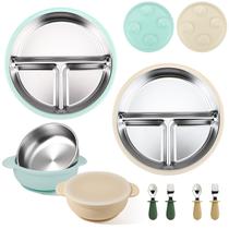 Conjunto de pratos e tigelas para crianças pequenas Mity rain em aço inoxidável Conjunto de pratos e tigelas para crianças pequenas Mity rain em aço inoxidável
