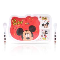 Conjunto de Pratos Mickey Polka Dot com Talheres (Colher e Garfo)