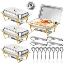 Conjunto de pratos para atrito Keyoxy 8L, pacote com 4 utensílios para buffet Conjunto de pratos para atrito Keyoxy 8L, pacote com 4 utensílios para buffet