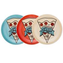 Conjunto de Pratos para Pizza 3 Peças Porcelana Oxford