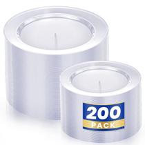 Conjunto de Pratos Plásticos WDF 200 Unidades Transparente 25cm e 18cm para Festas Conjunto de Pratos Plásticos WDF 200 Unidades Transparente 25cm e 18cm para Festas