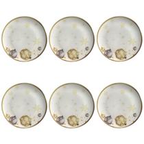 Conjunto de Pratos Rasos 06 Peças Natal Noite Dourada Porto Brasil