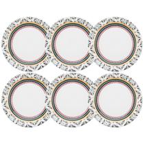 Conjunto de Pratos Rasos 6 Peças Floreal Luiza 26cm Oxford