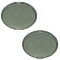 Conjunto De Pratos Sobremesa Ceramica Raso Verde kit 2 Pçs