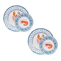 Conjunto De Pratos Sobremesa Raso Oceano Refeição 22cm 28cm Melamina Plástico Premium