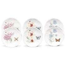Conjunto de pratos Tidbit Lenox Butterfly Meadow, 6 peças, branco Conjunto de pratos Tidbit Lenox Butterfly Meadow, 6 peças, branco
