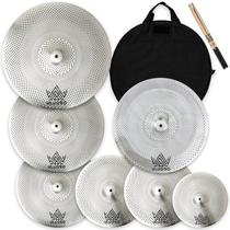Conjunto de pratos ULUOBO Low Volume, 7 peças com bolsa para praticar bateria