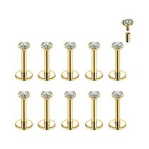 Conjunto De Pregos Labiais De Cristal CZ De Aço Inoxidável 16G 2345MM 10 Peças Piercings De Orelha