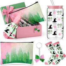 Conjunto de presente Boao com tema rosa e verde com bolsa de meias de vidro