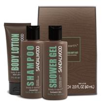 Conjunto de presente BODY & EARTH Men 3 peças com gel de banho de sândalo Conjunto de presente BODY & EARTH Men 3 peças com gel de banho de sândalo